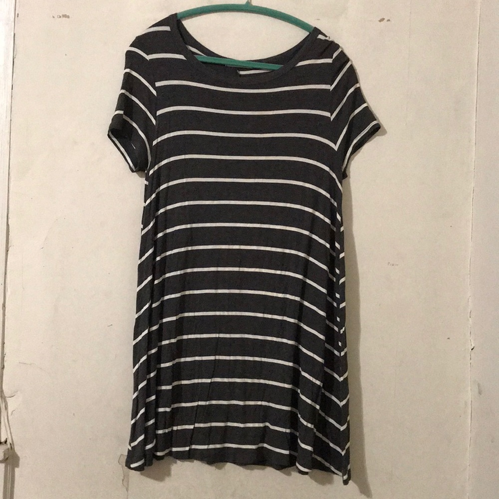Grey white strip dress